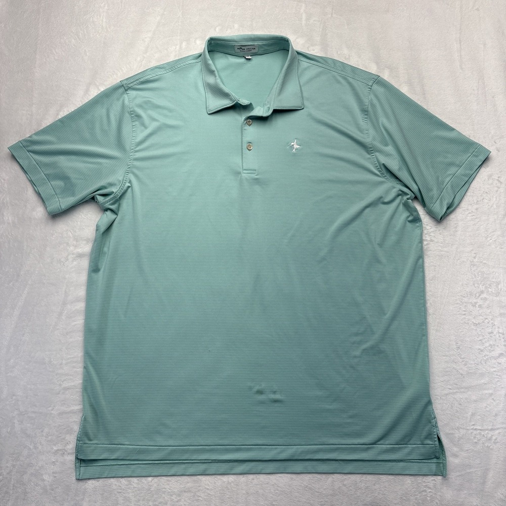 Peter Millar Summer Comfort Polo Mens XXL Mint Stripe Golf Shirt Stretch Wicking